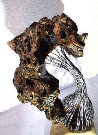 Sculpture intitulée "champignon-b-e-clav…" par Eric Clavel, Œuvre d'art originale, Bois