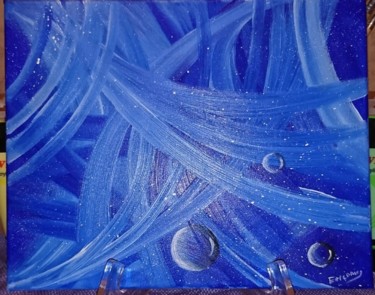 Painting titled "Bleu évasion" by Éric David, Original Artwork, Acrylic