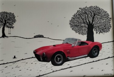 Drawing titled "AC Cobra" by Eric De Vuyst, Original Artwork, Ink Mounted on Other rigid panel
