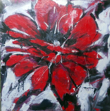 Peinture intitulée "fleur abstraite 2" par Eric Delbos, Œuvre d'art originale, Huile