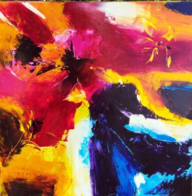 Pintura titulada "fleur abstraite 3" por Eric Delbos, Obra de arte original, Oleo