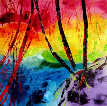 Malerei mit dem Titel "abstract nature" von Eric Delbos, Original-Kunstwerk, Öl