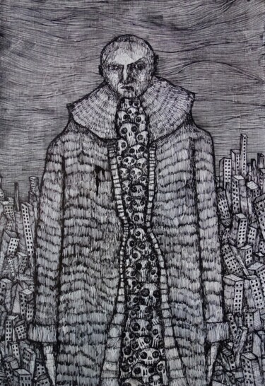 Drawing titled "veste pour l'hiver" by Eric Demelis, Original Artwork, Ink
