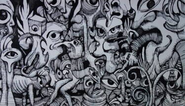 Dibujo titulada "au fond du placard" por Eric Demelis, Obra de arte original, Tinta
