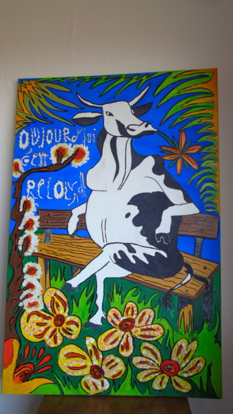 Peinture intitulée "waouhhh quelle vach…" par Eric Escutenaire, Œuvre d'art originale, Acrylique