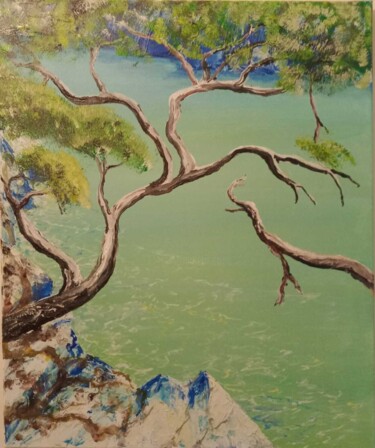 Painting titled "Arbre calanque" by Eric Espigares, Original Artwork, Acrylic