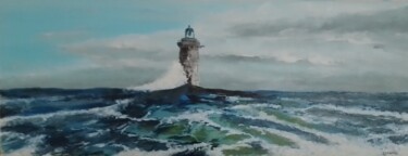 Painting titled "Phare mer" by Eric Espigares, Original Artwork, Acrylic
