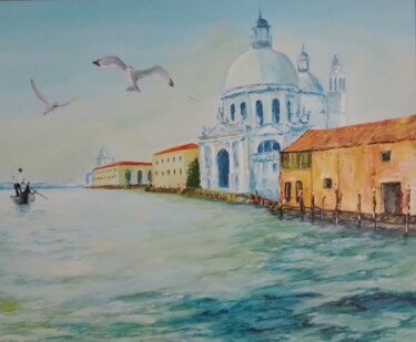 Painting titled "Paysage Venise" by Eric Espigares, Original Artwork, Acrylic