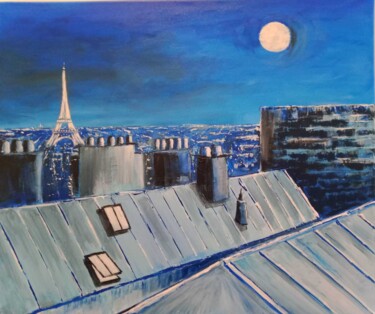 Painting titled "Paris sur les toits" by Eric Espigares, Original Artwork, Acrylic