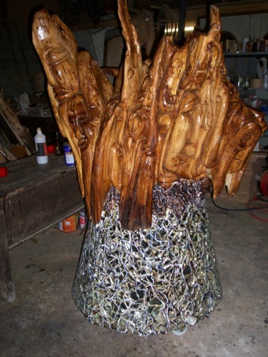 Sculptuur getiteld "100-1095.jpg" door Eric-Fabrice, Origineel Kunstwerk, Hout