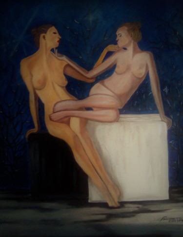 Peinture intitulée "venus et sapho" par Eric Facchinetti, Œuvre d'art originale, Huile