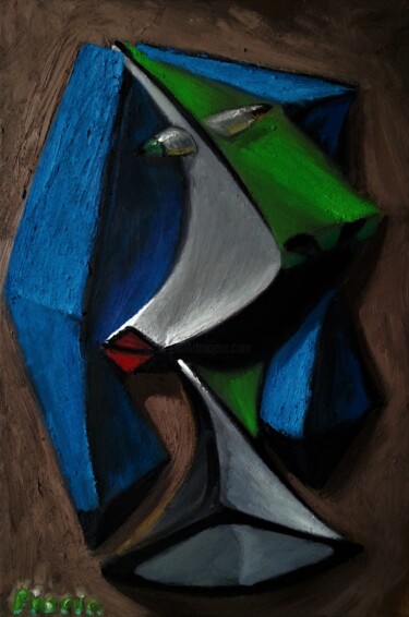 Peinture intitulée "d'après "Buste de f…" par Eric Fiorin, Œuvre d'art originale, Huile
