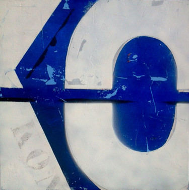 Peinture intitulée "K.Ø.N carré bleu 03" par Eric Flabeau, Œuvre d'art originale, Huile