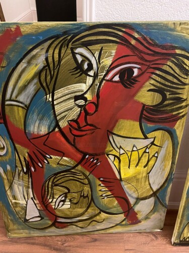 Pittura intitolato "1_Amor Materno" da Eric Force, Opera d'arte originale, Acrilico Montato su Telaio per barella in legno