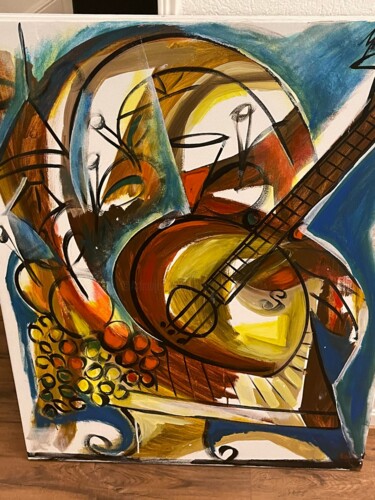 Painting titled "4_Maças e Musica" by Eric Force, Original Artwork, Acrylic Mounted on Wood Stretcher frame