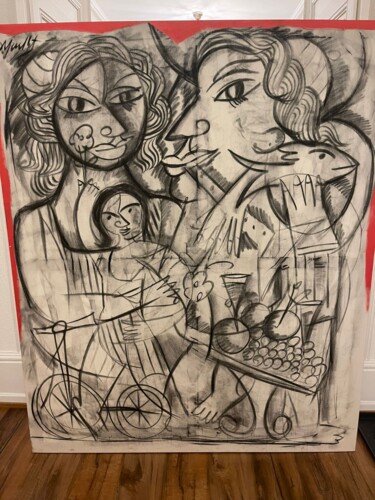 Painting titled "25_A Familia" by Eric Force, Original Artwork, Acrylic Mounted on Wood Stretcher frame