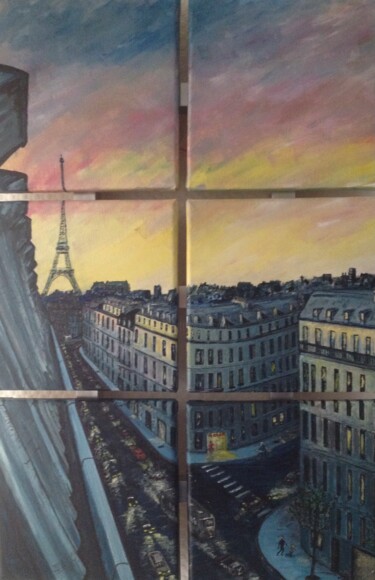 Painting titled "Paris Paris" by Eric Garnier, Original Artwork, Acrylic Mounted on Wood Stretcher frame