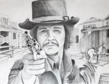 Dibujo titulada "Carles Bronson" por Eric Garnier, Obra de arte original, Grafito