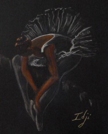 Dessin intitulée "Danseuse laçant ses…" par Eric Garnier, Œuvre d'art originale, Pastel Monté sur Autre panneau rigide