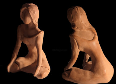 Скульптура под названием "Méditation" - Eric Grunig, Подлинное произведение искусства, Глина