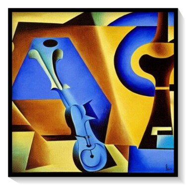 Digital Arts titled "Guitare et violon" by Eric Isambourg, Original Artwork, Digital Painting