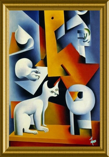 Artes digitais intitulada "Le chat" por Eric Isambourg, Obras de arte originais, Pintura digital