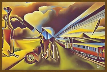 Digital Arts titled "Le train" by Eric Isambourg, Original Artwork, Digital Painting