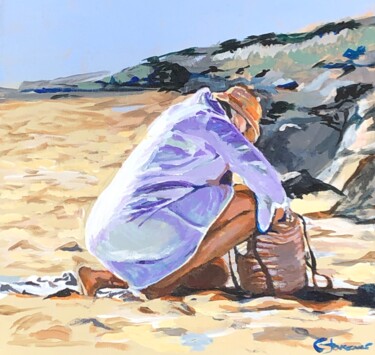 Painting titled "A la plage 1" by Éric Jousseaume, Original Artwork, Acrylic