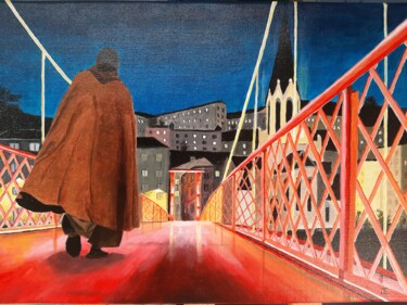 Картина под названием "Une nuit sur la pas…" - Eric Juton, Подлинное произведение искусства, Акрил Установлен на Деревянная…