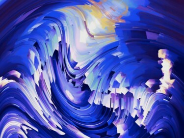 Arts numériques intitulée "Tempête en mer" par Eric L Vadé, Œuvre d'art originale, Travail numérique 2D