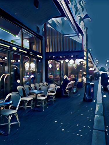 Digital Arts titled "Nuit au Café, Paris…" by Eric L Vadé, Original Artwork, 2D Digital Work