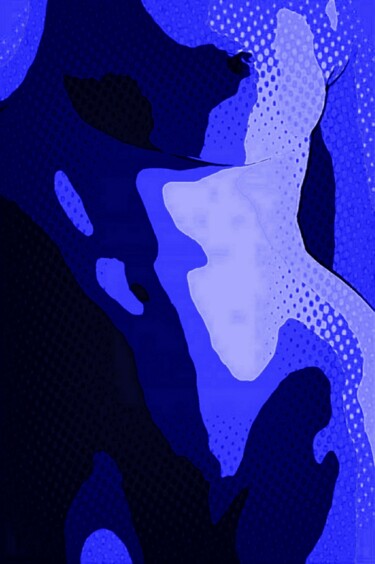Digital Arts titled "Blue Nude" by Eric L Vadé, Original Artwork, Digital Painting