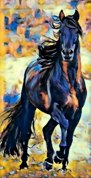Arte digital titulada "A Wild Horse" por Eric L Vadé, Obra de arte original, Trabajo Digital 2D