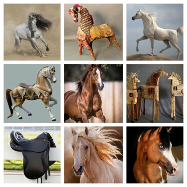 Collages titled "Horses" by Eric L Vadé, Original Artwork, Digital Collage