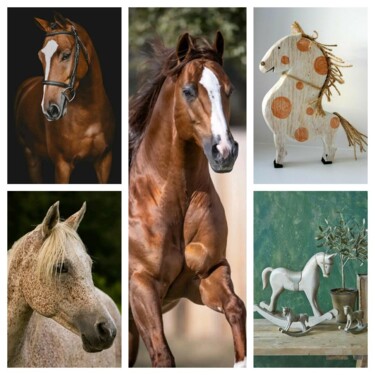 Collages titled "Horses II" by Eric L Vadé, Original Artwork, Digital Collage