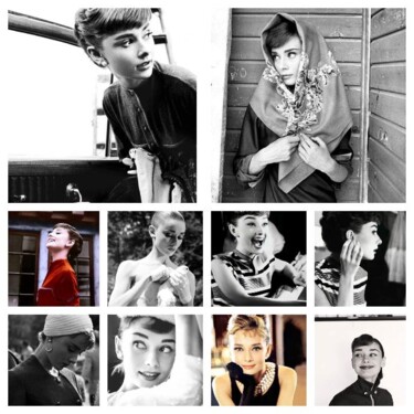 Collages intitulée "Audrey Hepburn II" par Eric L Vadé, Œuvre d'art originale, Collage numérique