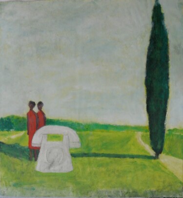 Painting titled "Mère et fille. Huil…" by Eric Le Henand, Original Artwork, Oil