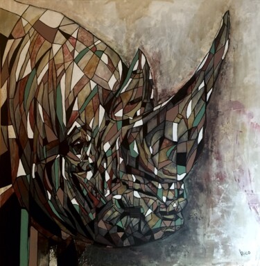 Pittura intitolato "Rhinocéros#3 - art…" da Eric Leroy (Rico), Opera d'arte originale, Acrilico