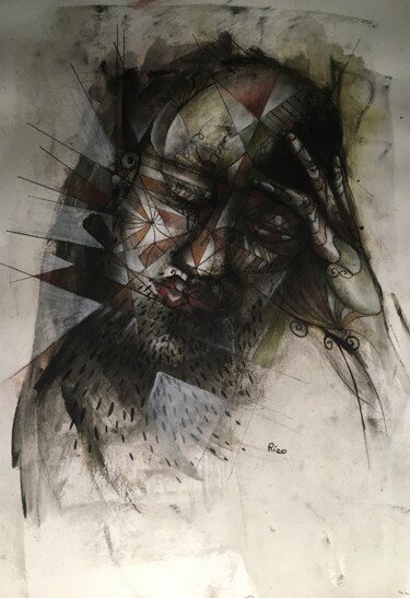 Картина под названием "Automaticportrait -…" - Eric Leroy (Rico), Подлинное произведение искусства, Пастель