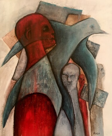 Painting titled "Sans titre 1 - art…" by Eric Leroy (Rico), Original Artwork, Acrylic Mounted on Wood Stretcher frame