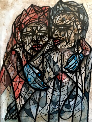 Peinture intitulée "A deux - art contem…" par Eric Leroy (Rico), Œuvre d'art originale, Acrylique