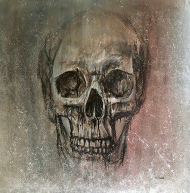 Painting titled "Skull#2 - art brut" by Eric Leroy (Rico), Original Artwork, Acrylic Mounted on Wood Stretcher frame
