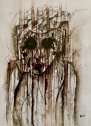Pittura intitolato "Complex mind" da Eric Leroy (Rico), Opera d'arte originale, Inchiostro