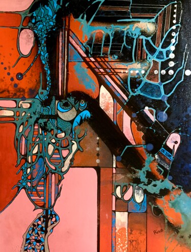 Le cœur-corps Peinture intitulée "Le cœur-corps" par Eric Leroy (Rico), Œuvre d'art originale, Acrylique
