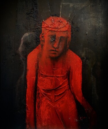 Painting titled "Le roi rouge - art…" by Eric Leroy (Rico), Original Artwork, Acrylic Mounted on Wood Stretcher frame