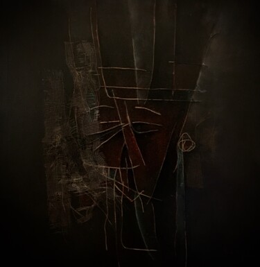 Картина под названием "Le masque - art naï…" - Eric Leroy (Rico), Подлинное произведение искусства, Акрил Установлен на Дере…