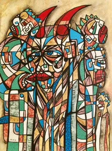 Mon ami le diable Malerei mit dem Titel "Mon ami le diable" von Eric Leroy (Rico), Original-Kunstwerk, Acryl
