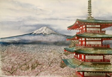 Dibujo titulada "Japon" por Eric Leroy (Rico), Obra de arte original, Grafito