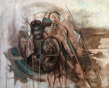 Pittura intitolato "La réincarnation en…" da Eric Leroy (Rico), Opera d'arte originale, Acrilico Montato su Telaio per barel…