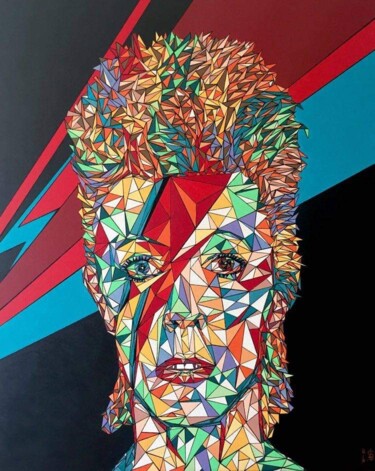 Painting titled "Portrait David bowi…" by Eric Leroy (Rico), Original Artwork, Acrylic Mounted on Wood Stretcher frame